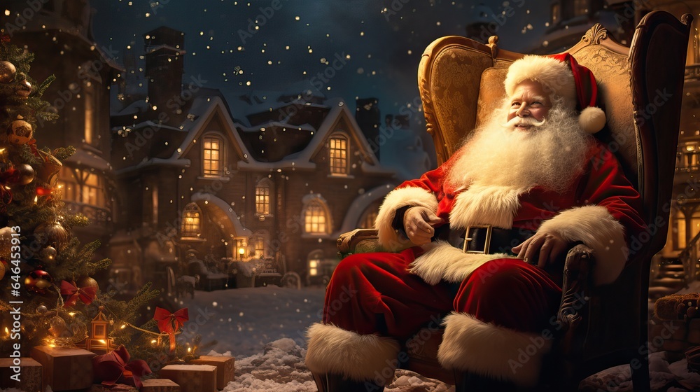 Santa Claus in Christmas scene, santa portrait