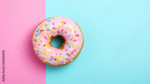 Donut colorful on table background, Creative copy spce