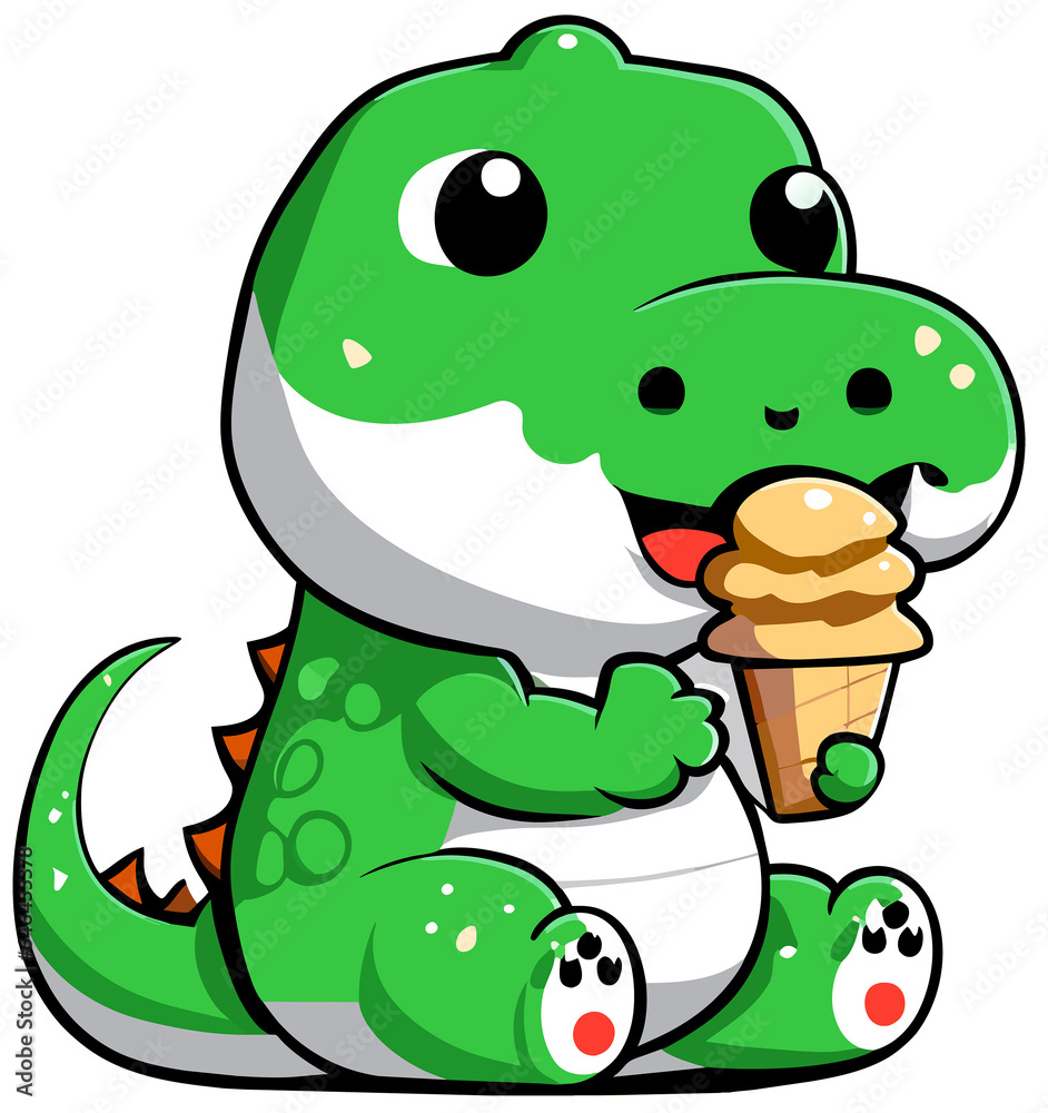 Obraz premium crocodile Eating Ice Cream cartoon