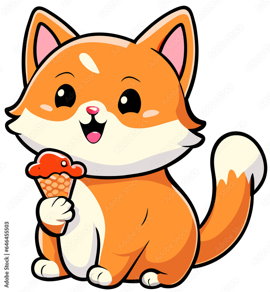 cat with ice cream cartoon cat with ice cream cartoon