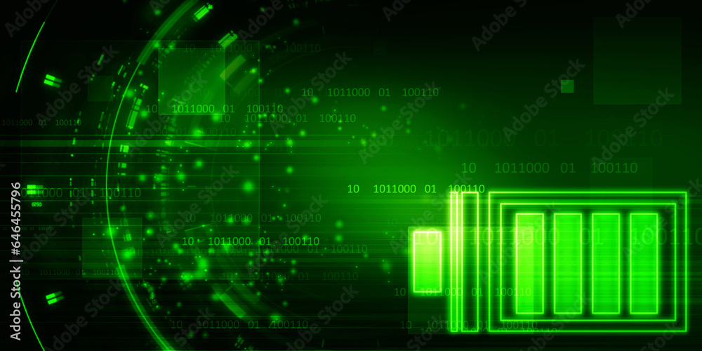 2d rendering Electrical energy and power supply source concept, accumulator battery with charging level indicator