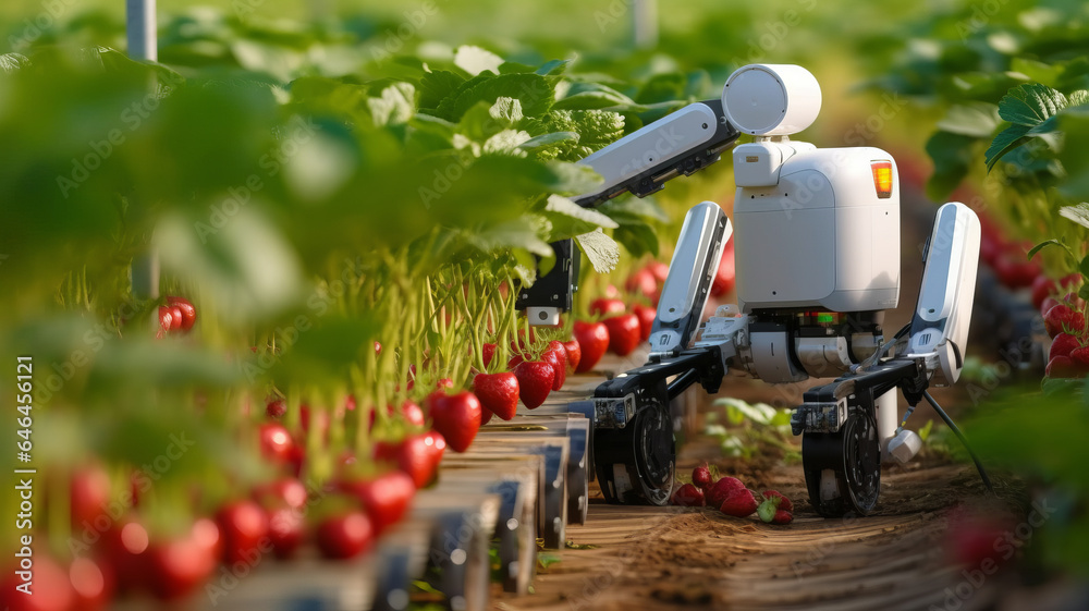 photo of Smart robotic farmers strawberry in agriculture futuristic robot automation to work photo of Smart robotic farmers strawberry in agriculture futuristic robot automation to work