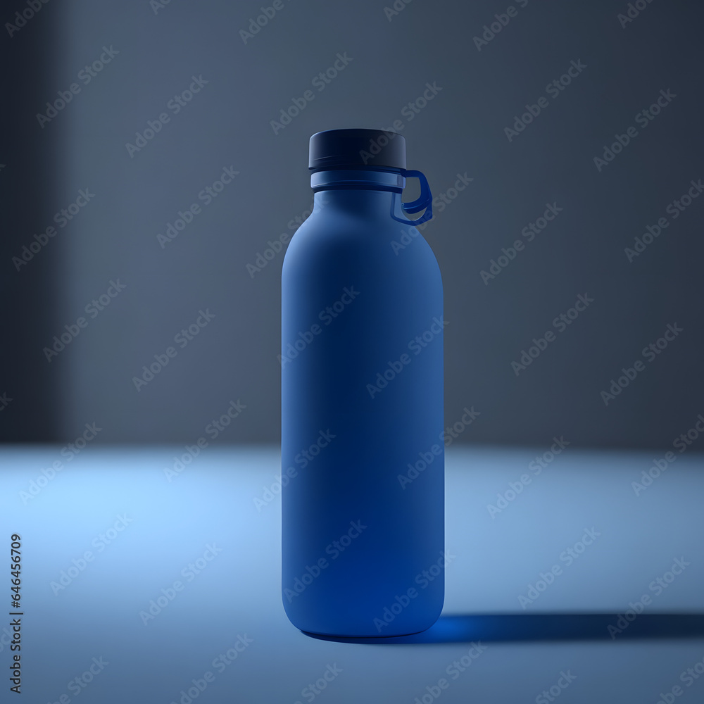 A minimalist composition featuring the translucent forest blue glass water bottle on a clean, white surface with dark lighting, highlighting the sleek design and the protective sleeve. A minimalist composition featuring the translucent forest blue glass water bottle on a clean, white surface with dark lighting, highlighting the sleek design and the protective sleeve.