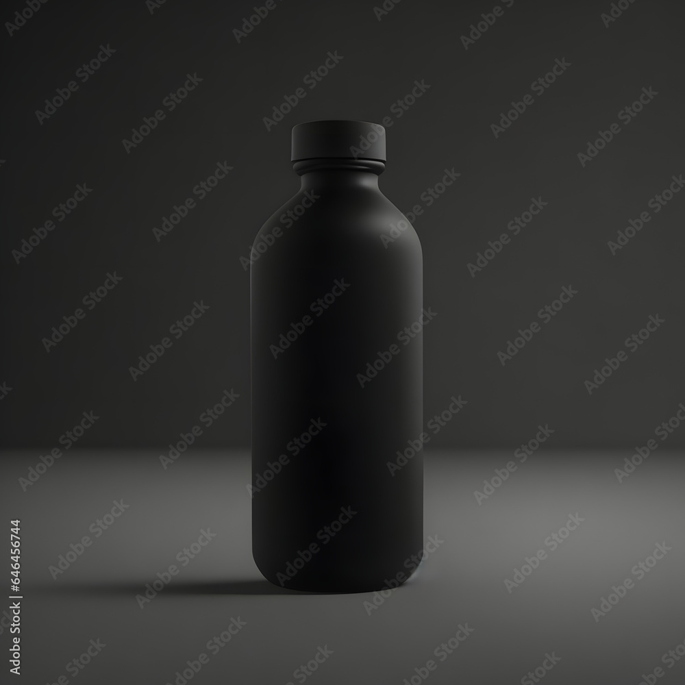A minimalist composition featuring the translucent black glass water bottle on a clean, white surface with dark lighting, highlighting the sleek design and the protective sleeve. A minimalist composition featuring the translucent black glass water bottle on a clean, white surface with dark lighting, highlighting the sleek design and the protective sleeve.