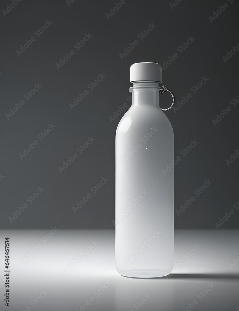 A minimalist composition featuring the translucent white glass water bottle on a clean, white surface with dark lighting, highlighting the sleek design and the protective sleeve. A minimalist composition featuring the translucent white glass water bottle on a clean, white surface with dark lighting, highlighting the sleek design and the protective sleeve.