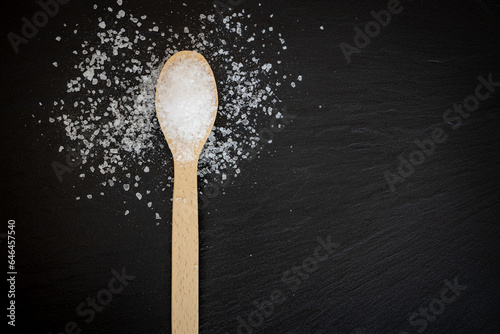 Salt on a wooden Spoon