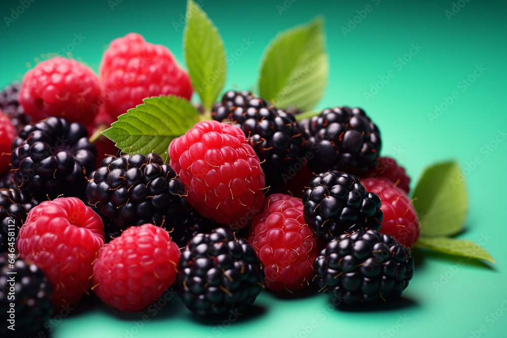 Generative AI picture of a variety tasty fresh summer berries for a healthy smoothie or yogurt Generative AI picture of a variety tasty fresh summer berries for a healthy smoothie or yogurt