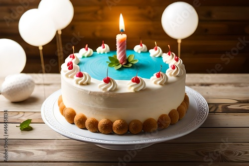 birthday cake with candles Generative Ai