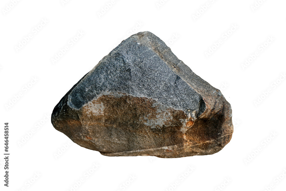 A big diorite rock stone for garden decoration isolated on white background. A big diorite rock stone for garden decoration isolated on white background.