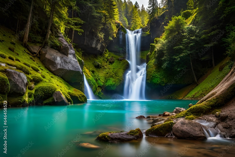waterfall in the forest Generative Ai waterfall in the forest Generative Ai