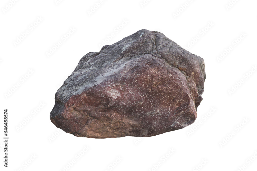 Obraz premium Sample of a large rhyolite rock stone isolated on white background. Stone for outside garden decoration.
