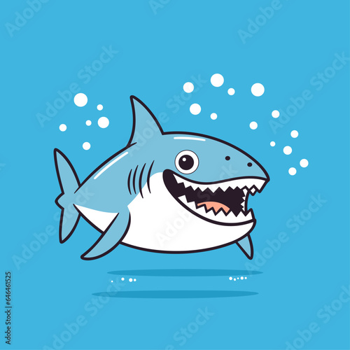 White shark fish underwater vector cartoon