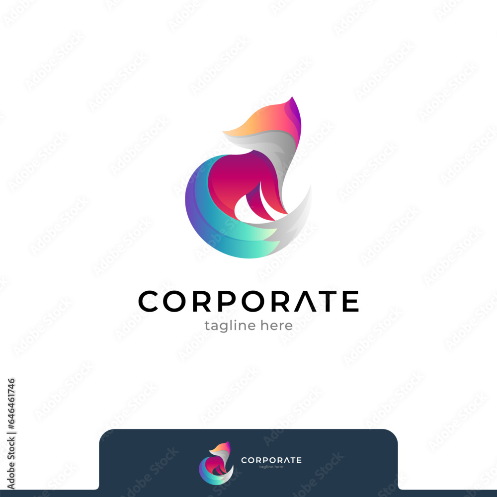 Fox color logo template