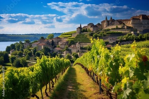 Fototapeta Picturesque vineyards in Saint Emilion, famous wine region in France