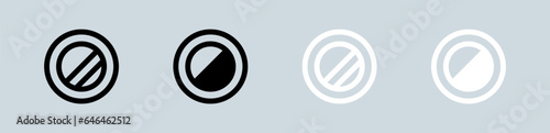 Contrast icon set in black and white. Brightness signs vector illustration.