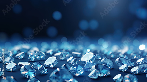 Diamonds on blue bokeh background.