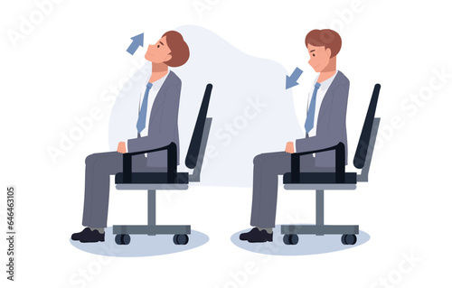 Office Chair Yoga for Balance and Relaxation. Businessman Doing Office Chair Yoga Exercise for Wellness and Stress Relief