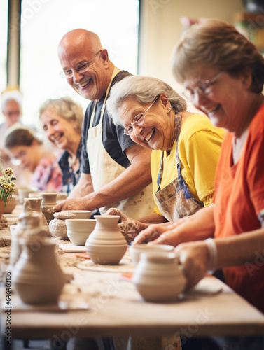 A Photo of Seniors Participating in a Pottery Workshop