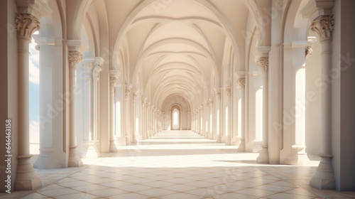 A hallway with a series of arches leading to alcoves © Tahir