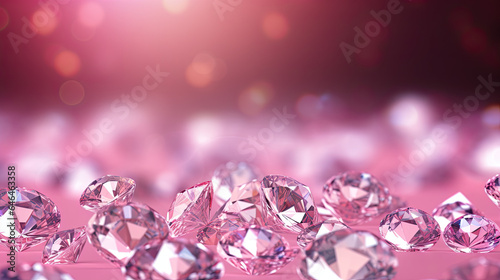 Diamonds on pink bokeh background.