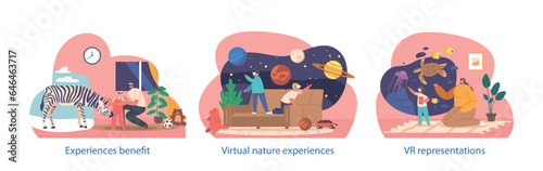 Isolated Vector Elements With Characters in Immersive Virtual Reality Study Of Nature, Fostering Environmental Education