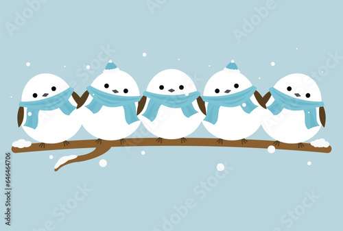 年賀状テンプレート　シマエナガ団子　賀詞なし