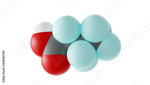 perfluorobutanoic acid molecule, perfluoroalkyl carboxylic acid molecular structure, isolated 3d model van der Waals