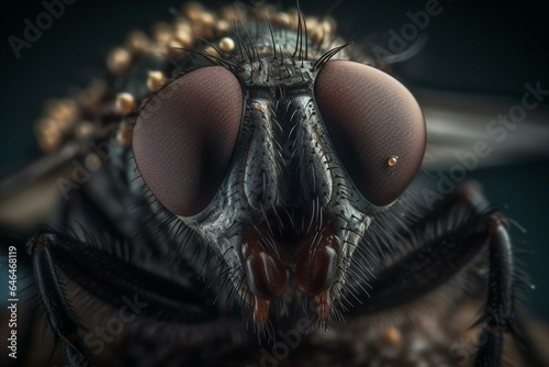 Close-up of a fly's intricate details. Generative AI
