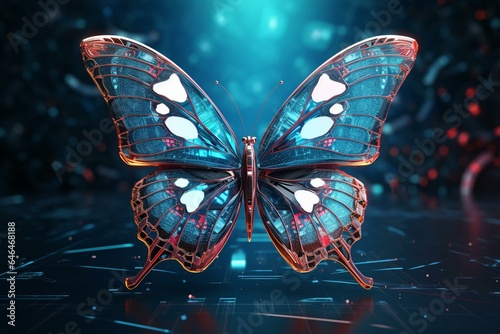 3D butterfly symbolizes futuristic technology driving transformation in post-coronavirus business. Disrupts leadership and strategies. Generative AI