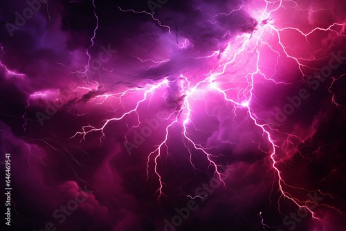 Magenta electrical storm illustration depicting energy and power. Generative AI