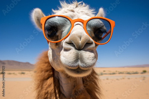 a cool camel with glasses