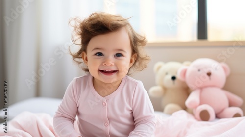 Dynamic shot of a cute baby laughing.