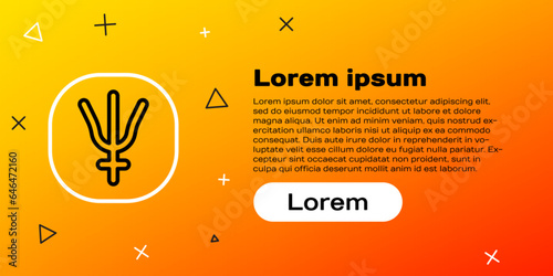 Line Neptune planet symbol icon isolated on yellow background. Astrology, numerology, horoscope, astronomy. Colorful outline concept. Vector