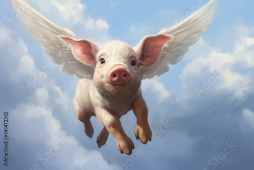 an adorable flying pig. Generative AI