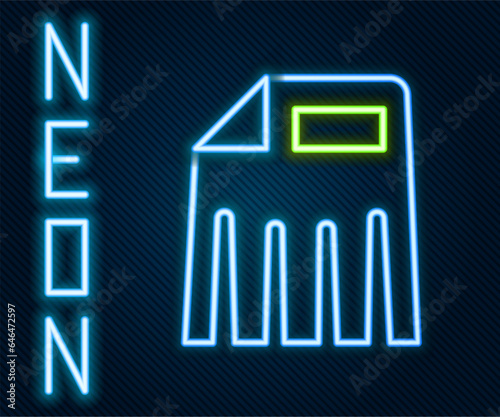 Glowing neon line Paper shredder confidential and private document office information protection icon isolated on black background. Colorful outline concept. Vector