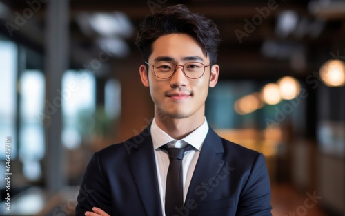Professional asia Businessman in Linked in profile concept