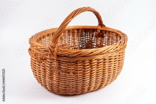 Isolated rattan basket for picnic. Generative AI