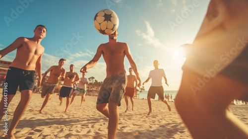 Outdoor Sports: Friends play a friendly game of soccer, basketball, or beach volleyball