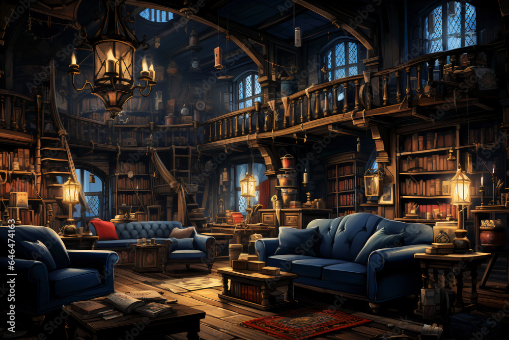 Dragon's Sanctum: The Gothic Library Enclave. Generative AI