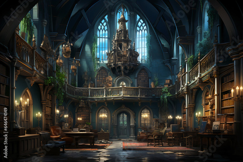 Dragon's Sanctum: The Gothic Library Enclave. Generative AI