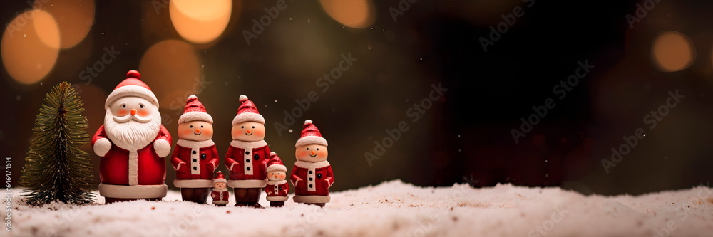 Wooden snowmen and Santa Clausphoto . Happy New year . Generative AI