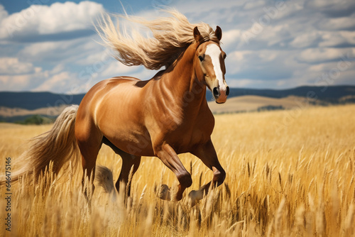a horse running in the meadow © Salawati