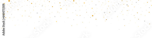 Gold glitter dust frame. Particle explosion background. Golden stardust. Confetti texture. Christmas banner. Luxury blank. Magic bokeh border. Flying bright stars. Neon lamp. Vector illustration