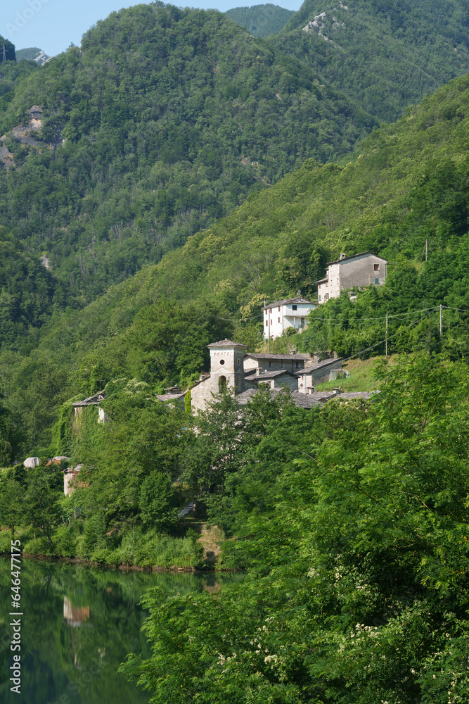 Isolasanta, village along the road of Arni, from Garfagnana to Alpi Apuane