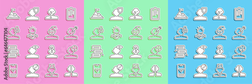 Set line Bipolar disorder, Sad and depressed man, bad mood, Addiction to the drug, Tear cry eye, Psychology, Closed personality, Mountains with flag top and Concussion, headache icon. Vector