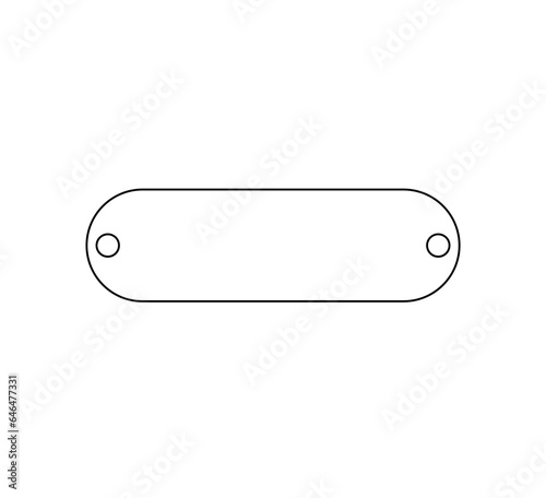 Vector isolated one single rectangle nameplate tag label rounded with two holes shape colorless black and white contour line easy drawing