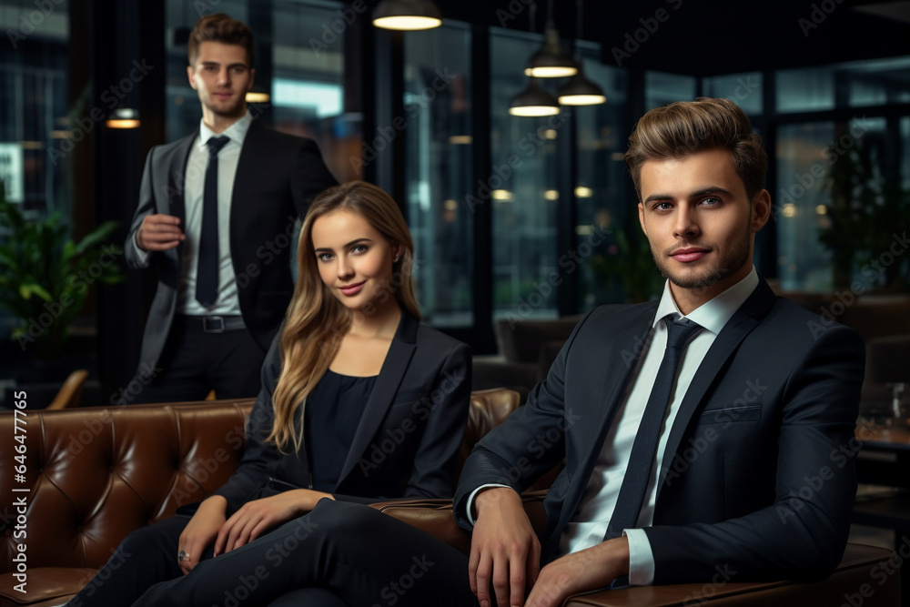 Group of young business people in the office. AI generated. Group of young business people in the office. AI generated.