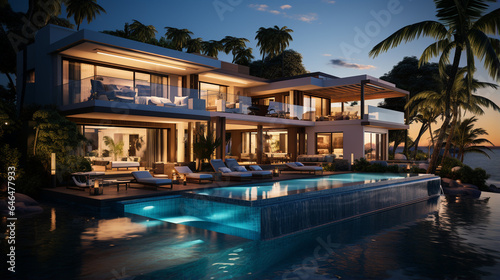 Modern villa with a swimming pool. © andranik123
