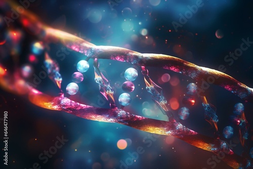 Concept of telomere shortening leading to DNA damage and shorter lifespan. Generative AI photo