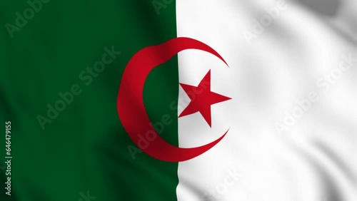 Wallpaper Mural Algeria national flag video. 3D Algerian flag waving seamless loop video animation Torontodigital.ca